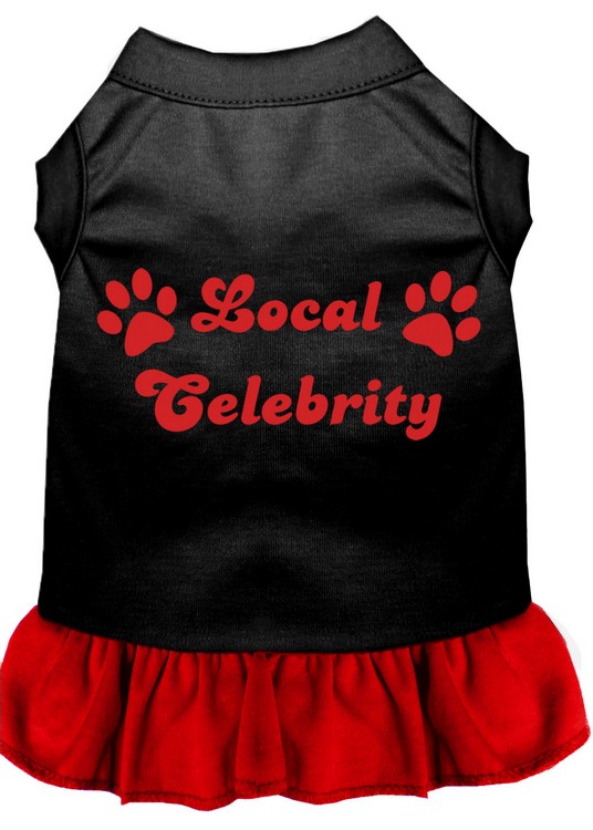 Local Celebrity Screen Print Dress Black with Red Sm